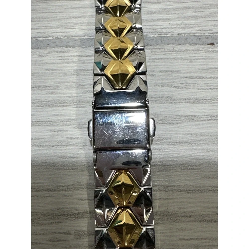 Apple Watch Band Stainless Steel Shiny Goldtone & Silvertone Pattern